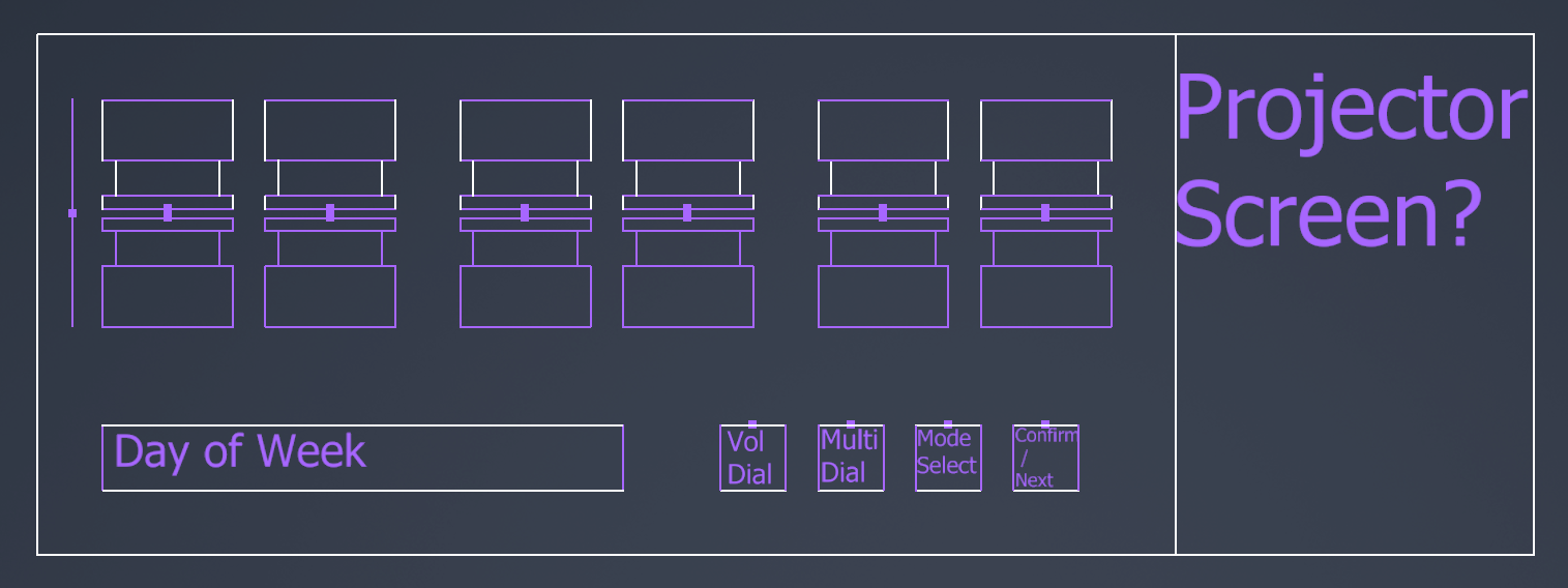CAD sketch of the clock's planned front face layout, 29 October 2024